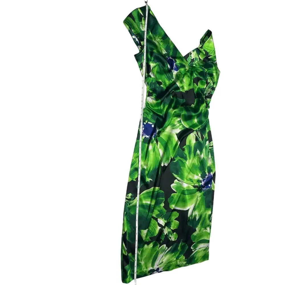 Maggy London Green Floral Knee Length Dress Size 2 - Picture 6 of 6